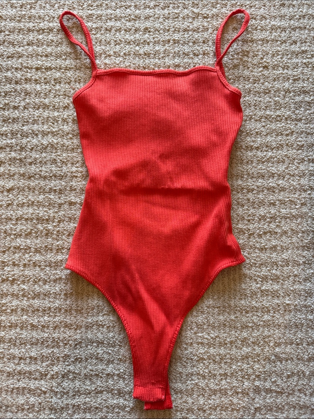 Love Out Loud Orange Ribbed Cutout Bodysuit